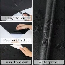 1 Roll Of Black Rose Flower Vinyl Film - Self-Adhesive Removable Wallpaper With Rose Flower Pattern, Easy To Install, Black Rose Style (No Glue Required). Black Flower Self-Adhesive Wallpaper Is Suitable For Bedroom, Kitchen Splash Boards, Countertops, And Walls. - Black - View 7