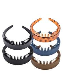 5件套女士齿状宽发箍，防滑增发发饰发带发箍 - 彩色 - 查看 10