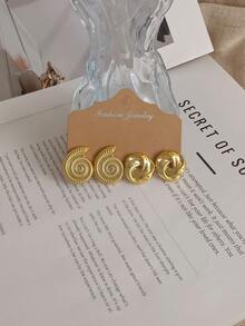 4/14件套时尚新款贝壳、海螺、海星、大水滴、天使翅膀耳环/耳环套装，适合夏季度假/旅行，是送给女朋友和家人的最佳礼物 - 金黃色 - 查看 11