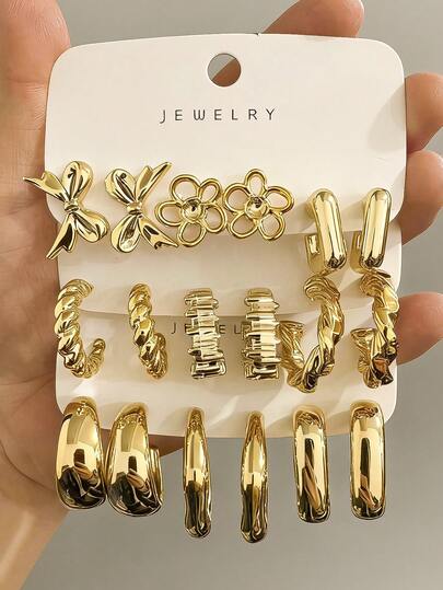 18 piezas Nuevos pendientes de joyería de moda ligeros y multicomponentes de CCB, adecuados para uso diario durante todo el año, pendientes de la serie gruesa del océano, pendientes hipoalergénicos para mujeres