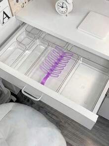 25 PCS Clear Plastic Drawer Organizers &Eyebrow Shaping Tool Set, 4-Size Versatile Bathroom And Vanity Drawer Organizer Trays, Storage Bins For Makeup, Bedroom, Kitchen Gadgets Utensils And Office Professional Eyebrow Shaping Tool - Durable Acrylic, Fragrance-Free, Precise Trimming Guide, Flawless Eyebrow Shaping, Helps Create Perfect Eyebrow Shape, Suitable For Makeup Artists And Home Use, Eyebrow Shaping Tool | Elegant Eyebrow Shaping Design | Acrylic Eyebrow Shaper, Eyebrow Shaping Kit - 淡紫色 - 查看 10