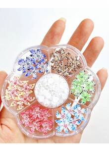 1盒Y2K豹纹彩色3D波点花朵ABS仿珍珠，适合情人节派对美甲装饰DIY美甲饰品 - 彩色 - 查看 3