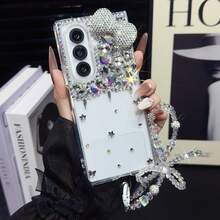 Bow-Knot 1pc Women's Foldable Phone Case, Bow Decor, Simple Rhinestone, With Matching Lanyard, Popular, Cute, Transparent Style, Thin, Lightweight, TPU Transparent Case Compatible With Samsung Galaxy Z Flip7, Galaxy Z Flip7 FE, Galaxy Z Flip6, Galaxy Z Flip5, Galaxy Z Fold7, Z Fold6, Z Fold5, Z Fold4, Purple, Champagne, Pink - Multicolor - View 30