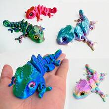 1/3/5/10pcs Flexible Posable Chameleon Figurines, 10cm/3.94inch, Random Body & Eye Colors, Durable Plastic Reptile Model For Home/Office Decor, Aquarium, Desk Display - Indoor/Outdoor Use, Ideal Gift For Reptile Lovers, Gradient Rainbow Chameleon Printed Model - Perfect Gift For Friends & Family - Artistic Desktop Decor - Movable Limbs - Suitable For Parties & Outdoor Display - Fish Tank Decoration - Multicolor - View 9