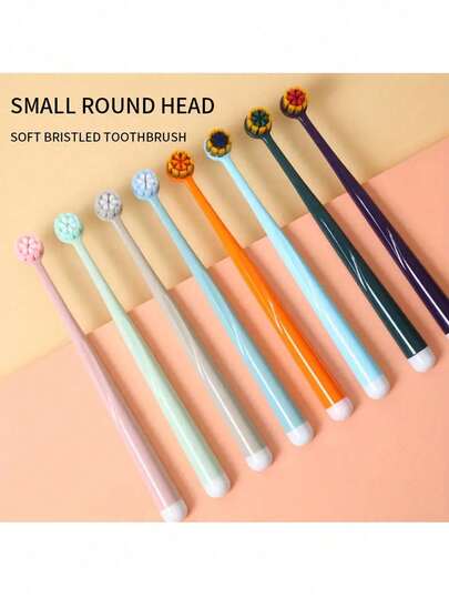 Adult Manual Toothbrush, Soft Bristles With Super Fine Fibers, Formaldehyde-Free, Full Head Soft & Elastic Cushioned Bristles, Round Brush Head, Gentle Cleaning