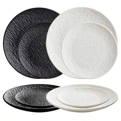 6pcs Minimalist Solid Color Melamine Plates, Available In Multiple Sizes, Durable Material, Suitable For Daily Dining, Restaurant Serving, Dessert Presentation, Picnics And More Occasions