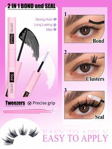144pcs Complete DIY Lash Kit , Glue & Application Tools- Includes False Lashes, Glue, Tweezers & Brush, Professional & Beginner Friendly, Easy Home Use,Eyelash Starter Kit For Beginners - Multicolor - View 9