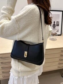 New Fashion Women's Handbag, High-End Commuter Niche Baguette Underarm Bag, Versatile Shoulder Bag - Black - View 3