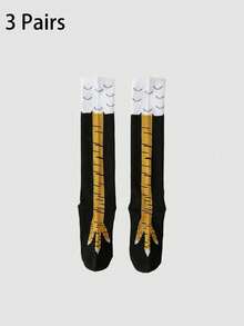 1 Pair Men's Chicken Claw Printed Socks, Suitable For Holiday Parties - Multicolor - View 7