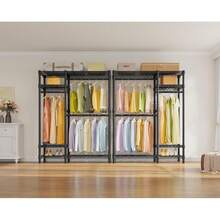 VIPEK V2 Perchero de ropa de gran resistencia, estantería metálica portátil con 4 niveles ajustables y 3 barras colgantes, perchero de pie portátil, carga máxima de 700 libras, color negro - Blanco - Ver 4