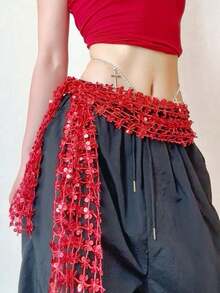 1件爵士舞臀巾，肚皮舞腰链配饰 - 彩色 - 查看 4
