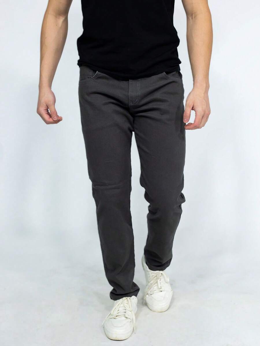 SAINT ELIAN Men's Slim Fit Colored Twill Pants - GRAFITE - View 1