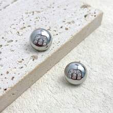 极简奢华镀铜镶嵌字母耳环，经典百搭耳环 - M 豆豆 - 查看 5