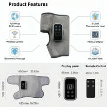 1/2个装可充电腿部按摩器 - 先进的气压按摩设备，可放松小腿、足部和腿部肌肉，适合作为圣诞节、母亲节/父亲节礼物，USB可充电1800mAh锂电池 - 灰色 - 查看 10