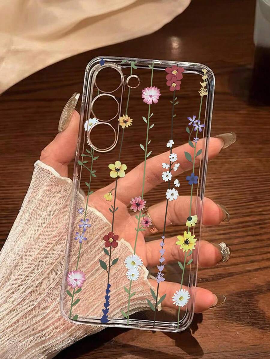 花朵图案创意手机壳，柔软保护套，兼容华为荣耀、Galaxy A04e/12/A13/A14/A34/A50/A52/A53/A54/S21/S22/S23/S24/S25/S25Ultra/S25FE/S26/S26 Plus/S26 Ultra/S26 Edge、6A/7A/8A、12T/13T/15T/15T Pro等机型，国际版，非国内版。 - 無色 - 查看 1
