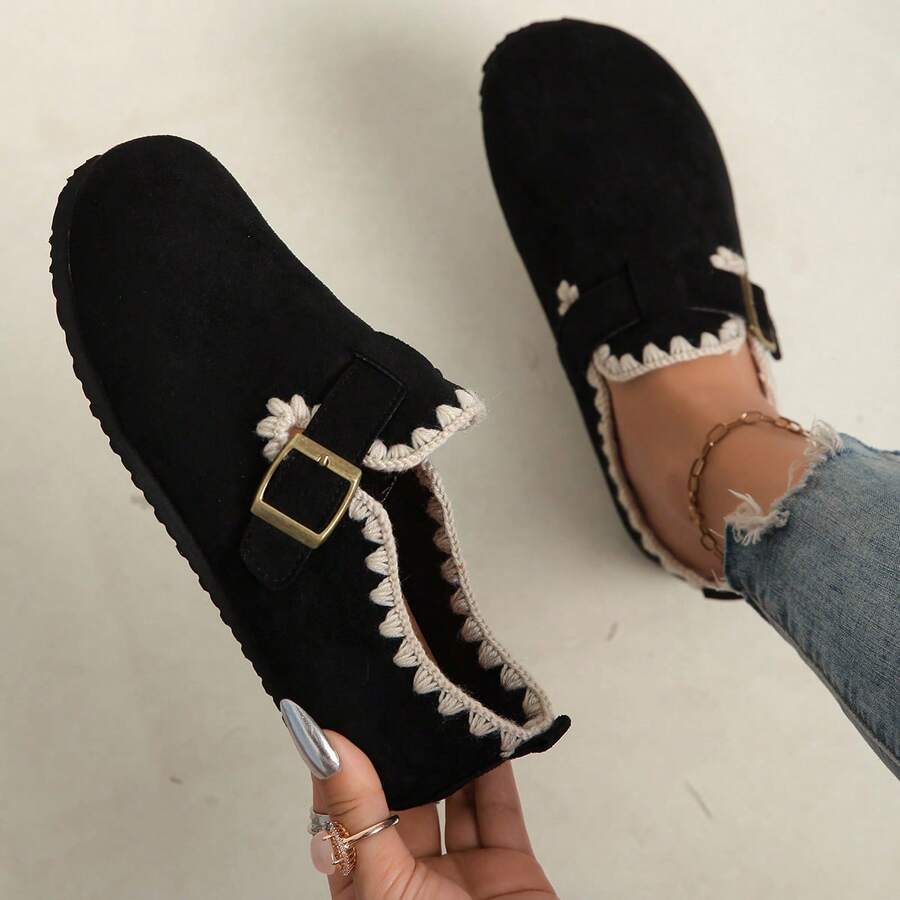 Vintage Women's Casual Soft Flat Slippers - 黑色 - 查看 1