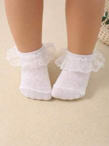 10/5/1 Par Meias de Renda para Bebê em Cores Aleatórias, com Design de Renda Dupla Única e Elegante, Adequado para Bebês Meninas de 0-36 Meses em Festas e Presentes. Essas meias adoráveis são feitas de tecido de malha respirável, macias e confortáveis, combinando com vários looks e vestidos, um presente perfeito para o Dia dos Namorados. - Multicolorido - Visão 19