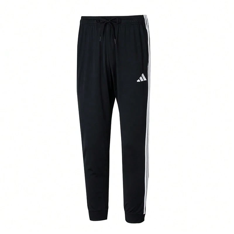 Adidas Men's Knit Casual Pants, Comfortable, Lightweight, Breathable, Size M, Style: 3S TR RT PT JI8809 - Black/white - View 1