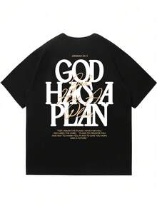 GRDR Men's Summer Religious Graphic Print Casual Round Neck Short Sleeve T-Shirt, Comfortable & Fashionable - Black - View 6