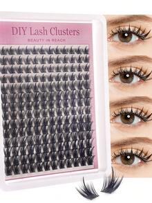 224/144/140pcs D-Curl Curly Cartoon Eyelash Clusters, DIY Eyelash Extension, Fairy Eyelash Clusters, D-Curl Pointed Anime Eyelashes, Thin Individual Lashes, 8-18mm Cluster, Create Cartoon Eyelash Makeup Effect, Suitable For Beginners, Halloween, Christmas, Parties, Etc. - Multicolor - View 9