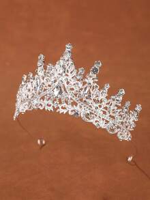 1件欧美风格公主3D皇冠，奢华水钻新娘发饰头饰 - 4230 銀色 - 查看 7