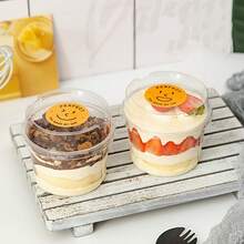 25/50个带盖塑料甜点杯，包括50个冷饮杯和50个杯盖，适用于慕斯、果冻、冰淇淋、酸奶，适合节日和生日等场合，用途广泛且可折叠。 - 查看 3