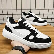**Men's Casual Sneakers, Black And Gray With High Sole – Comfortable And Modern Urban Style** - 黑與白 - 查看 3