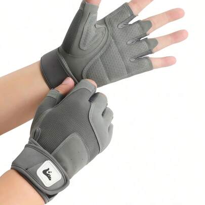 Guantes sin dedos antideslizantes, con protección total de la palma, guantes transpirables para fitness para hombres y mujeres, guantes de ciclismo de media manga, guantes para entrenamiento en el gimnasio, levantamiento de pesas, accesorios para bicicleta