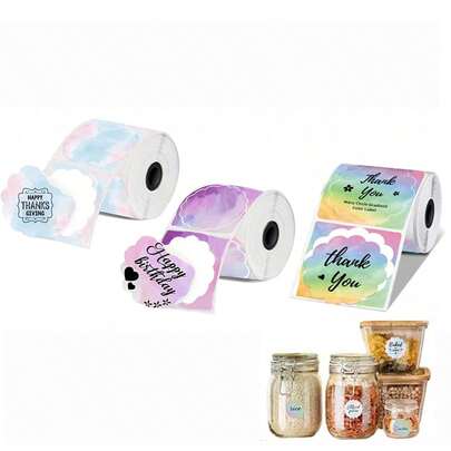 Papel de Etiqueta Portátil Mini, Papel de Etiqueta Resistente à Água com Borda Floral Colorida Degradê de 50x50MM, Para Impressora de Etiquetas M110 M220 M221 M120 M200, Etiquetas Térmicas Adesivas para DIY, Design, Joias, Cosméticos, Rótulos de Alimentos de Cozinha