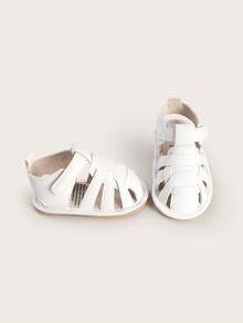 夏季凉鞋，适合1岁宝宝，防滑透气，男女宝宝通用，6-8-12个月，橡胶鞋底，婴儿鞋 - 白色 - 查看 5