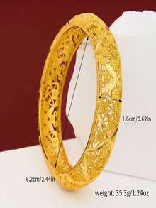 3pcs Middle Eastern Style Open Bangle Bracelets, Fashion Jewelry For Women, Luxury Bridal Accessories - Yellow Gold - View 2