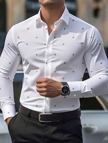 Áo sơ mi nam màu trắng công sở năm 2026 với họa tiết trang nhã, thiết kế ôm dáng, được làm từ sợi polyester chất lượng cao, phù hợp cho công sở và các dịp cưới hỏi. - trắng - Xem 2