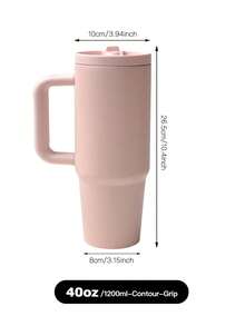 ELEGANTALCOVE 40盎司防漏杯，带手柄和可折叠吸管，双层真空隔热杯，适用于冷热饮品，简约风格旅行杯 - 多色/40oz - 查看 16