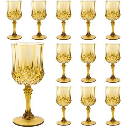 Diamond-Like Glass Texture Wine Glass, Stemware, Vintage Multi-Color Drinking Cup | Shatterproof, Transparent As Crystal, | Birthday, Engagement Party Decor, Wedding Banquet Specialty, Valentine's Day, Easter, Suitable For Wine, Champagne, Cocktail, Liquor, Juice And Soda. Lightweight, Suitable For Holiday Outdoor Activities, Back To School Events, Suitable For Festive Dining