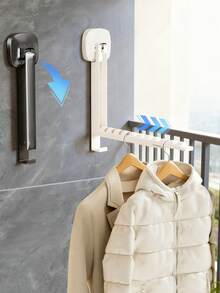 Multi-Functional Retractable Suction Cup Clothes Hanger, Wall-Mounted Window Drying Rack, Drill-Free Door Hanging Hook, Portable Travel Clothes Drying Rack, Foldable Dorm Laundry Rack, Suction Cup Storage Organizer - Multicolor - View 4