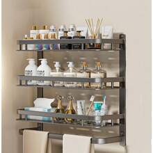 Heavy Duty Wall Mounted Spice Rack, Durable Kitchen Seasoning Storage Organizer - Gray-black - View 5