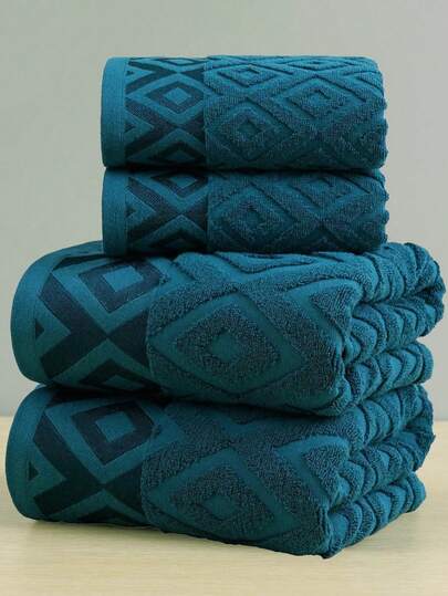 QIBHI 3/2/1件装提花纯色轻薄面料面巾/浴巾，柔软毛圈布，吸水性强，多种尺寸可选，适用于美容院、酒店、运动场所、家居等，可作浴巾、护肤巾使用。