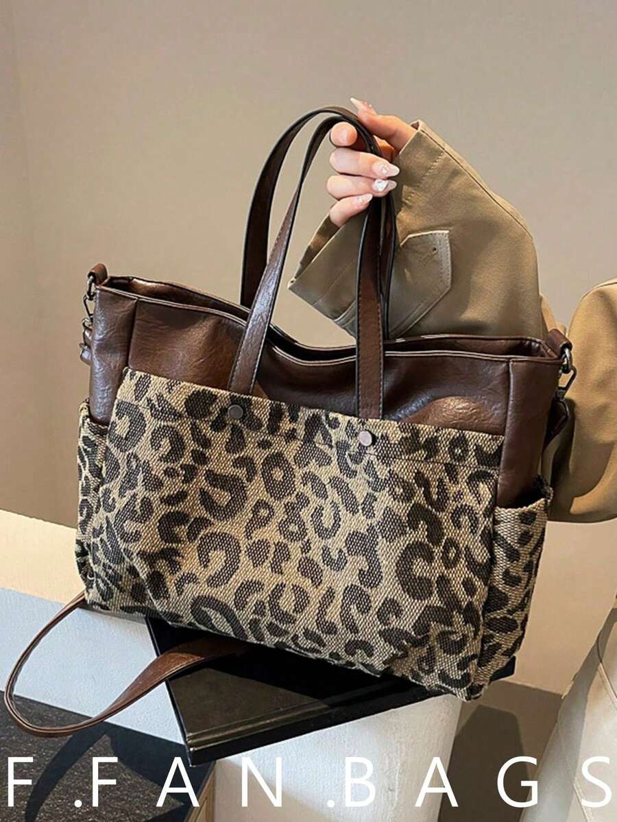 The New Atmospheric Fashion Exquisite Tote Bag Leisure Commuting High-Volume Popular Leopard Print Single Shoulder Shoulder Tote Bag - Coffee - View 1