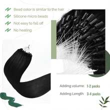 Straight Micro Loop Real Human Hair Extensions Microlink Micro Ring Link Hair For Women 30g/Pack 30 Strands Micro Beads Hair Extensions Silk Straight Human Hair Extensions - Natural Black - View 4