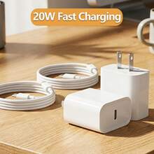 1套/4套 20W USB-C 快充线缆配件套装 [USB-C 充电器 + 100cm USB-C 转 Type-C 数据线] 兼容 17/16/15 Pro Max 系列，美规插头墙式充电器 - 美規A型插(110-127V) - 查看 1