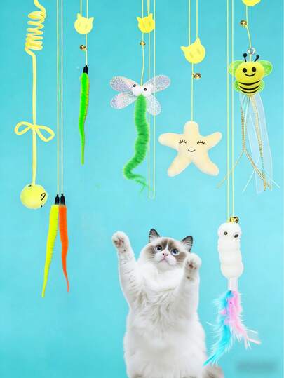 1pc Cat Supplies Elastic Rope Cat Toy, Pet Interactive Self-Entertainment Swinging Toy, Stimulate Cat's Intelligence And Physical Activity