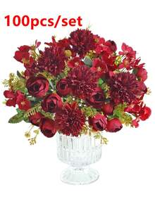 1 Bó hoa hồng giả bằng lụa, kiểu dáng đồng quê, thích hợp trang trí nhà cửa, tiệc cưới, quà tặng ngày Valentine. - Đỏ - Xem 8