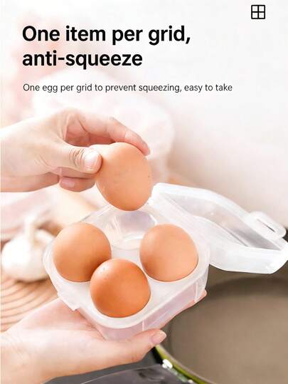 1 pieza Caja de almacenamiento de huevos con 4/8 rejillas, caja de huevos de plástico resistente a golpes y irrompible para camping al aire libre, soporte portátil y protector de huevos para la cocina, camping, picnic