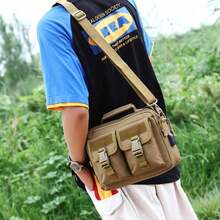 Men's Large Capacity Multi-Pocket Nylon Chest Bag With Shoulder Strap, High-Quality Men's Side Bag, Large Messenger Bag, Men's Mini Bag, Nylon Messenger Bag - Multicolor - View 7