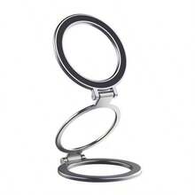 Soporte de anillo magnético plegable 3 en 1, ultra delgado y ligero, rotación de 360°, material de aleación, compatible con iPhone, teléfonos Android, regalo de cumpleaños, regalo para familiares y amigos, soporte para anillo de teléfono, soporte de escritorio plegable de metal para teléfono, aplicable a Apple y otros teléfonos - Plateado - Ver 13