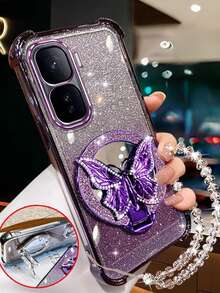 奢华闪亮渐变化妆镜蝴蝶防摔电镀磁吸保护手机壳,兼容 17/16/15/14/13/12/11/XS MAX/XR/8/7/6、Galaxy S26/S25/S24/S23/A07/A17/A26/A37/A36/A57/A56/A73、Galaxy Note、Note 9/12/13C/14C/15C/A3/A5、荣耀MOTO RENO等机型,国际版,非国内版 - 紫色 - 查看 2