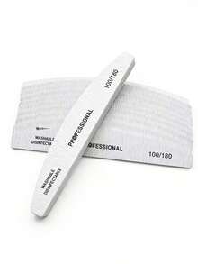 5/10/20/25/50pcs 100/180 Grit Sandpaper Nail Files & Buffers, Professional Double-Sided Nail Files, Acrylic Nail Art Tools, Nail Care Tools, Nail Art Supplies - Grey - View 5