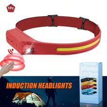 1 Stück Wiederaufladbarer LED+COB Stirnlampe - Multifunktional, Hochleistung, Bewegungssensor, 5 Beleuchtungsmodi, wasserdicht, Typ-C Aufladung, Mehrzweck Outdoor Beleuchtung für Camping, Wandern, Angeln, Laufen - Verschiedenfarbig - Übersicht 12