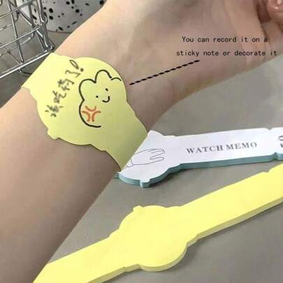 1pc Watch Memo Wristband, Instant Sticky Notes, Reusable Memo Pad Watch Design Sticky Notes, Random Color