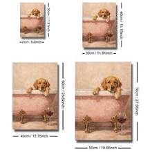 1幅带框/不带框金毛犬浴缸帆布海报，趣味动物狗狗浴室墙面艺术印刷品，简约厕所美学装饰画，适用于公寓、客厅、卧室、现代家居装饰 - A - 查看 6